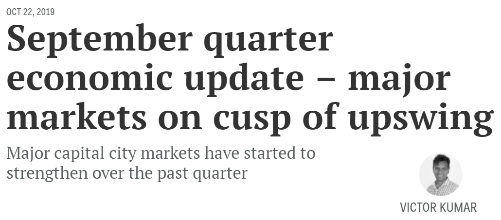 澳大利亚9月季度经济更新–主要市场正处于上升期